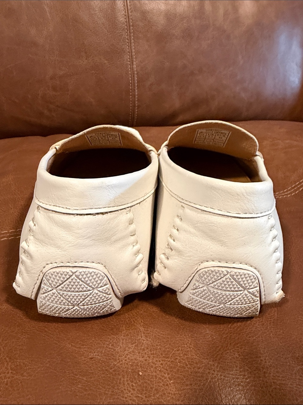 Jensen White Leather Slip-On Loafers with Orange Insole - Picture 5 of 7